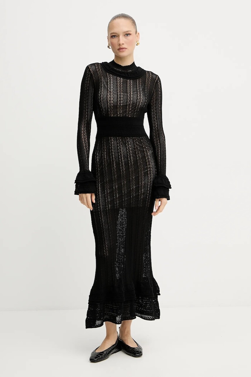 Šaty Twinset čierna farba, maxi, áčkový strih, 252TP3182