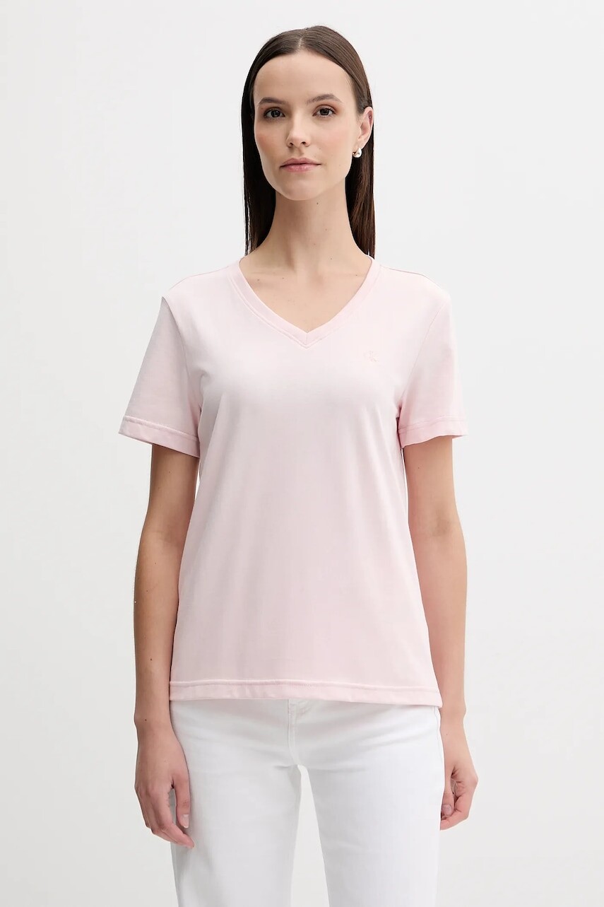 Bavlnené tričko Calvin Klein Jeans dámske, ružová farba, LV047B205G
