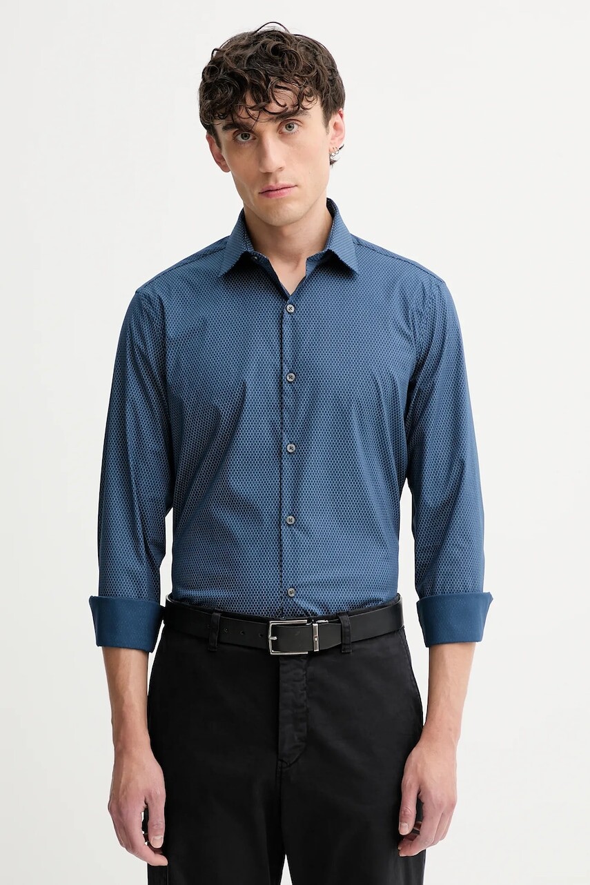 Košeľa Calvin Klein modrá farba, slim, s klasickým golierom, LV019EU041