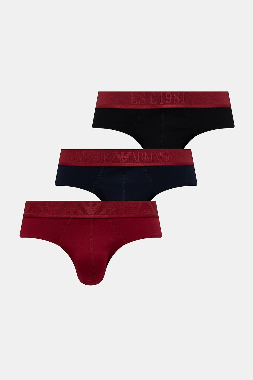 Slipy Emporio Armani Underwear 3-pak tmavomodrá farba, EM000258 AF10780