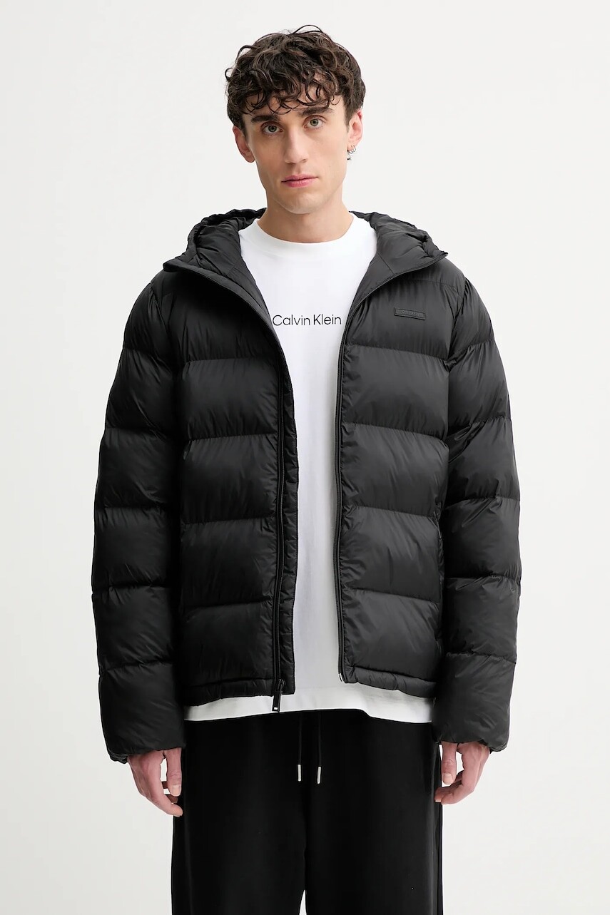 Bunda Calvin Klein čierna farba, zimná, LV04LC507G