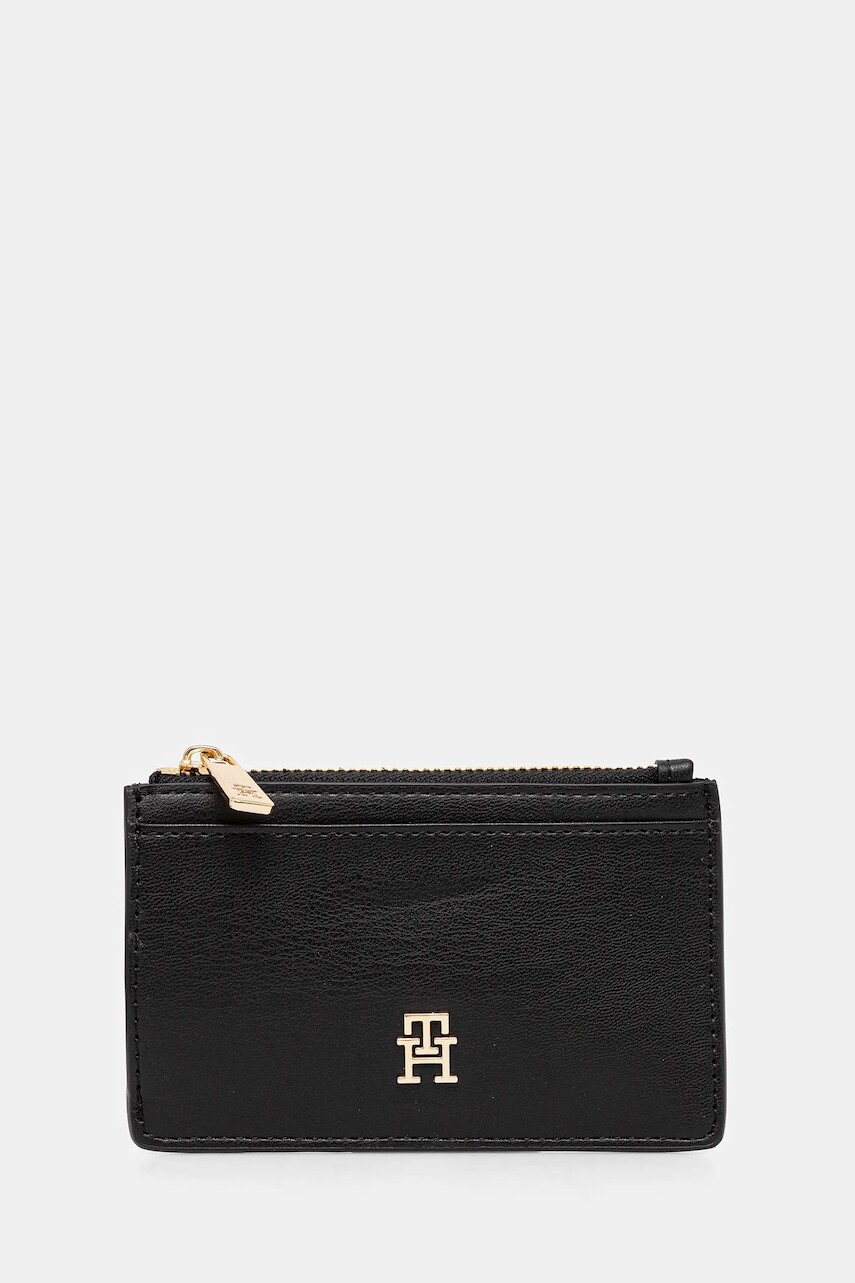 Peňaženka Tommy Hilfiger dámska, čierna farba, AW0AW17735