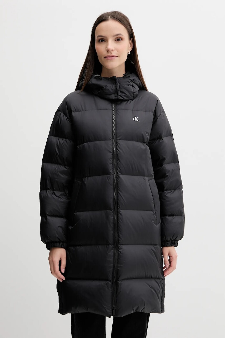 Páperová bunda Calvin Klein Jeans čierna farba, zimná, LV047D502G