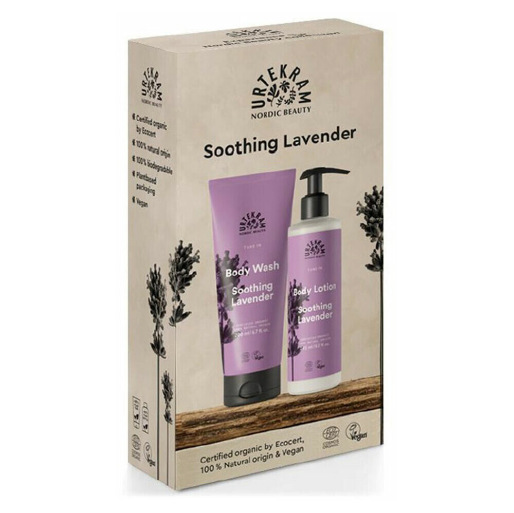 URTEKRAM Upokojujúca levanduľa Sprchový gél 200 ml+ Telové mlieko 245 ml Darčekové balenie