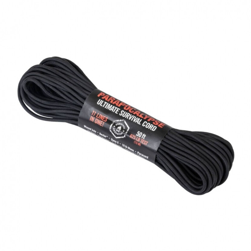Padáková šnúra Atwood Survival Paracord 15 m - čierna