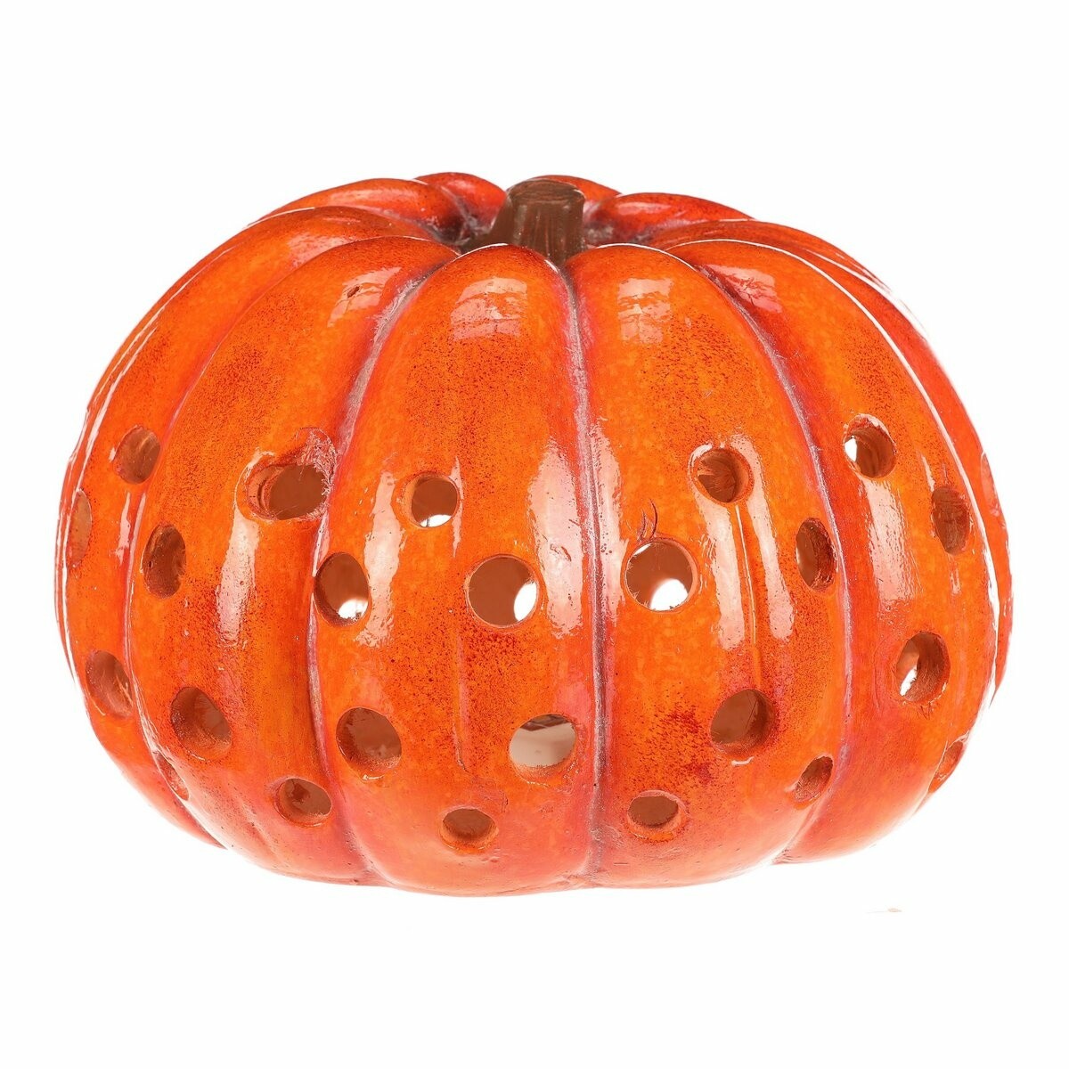 Veľká jesenná LED dekorácia Tekvica s otvormi, 33x 33 x 21 cm, horčík