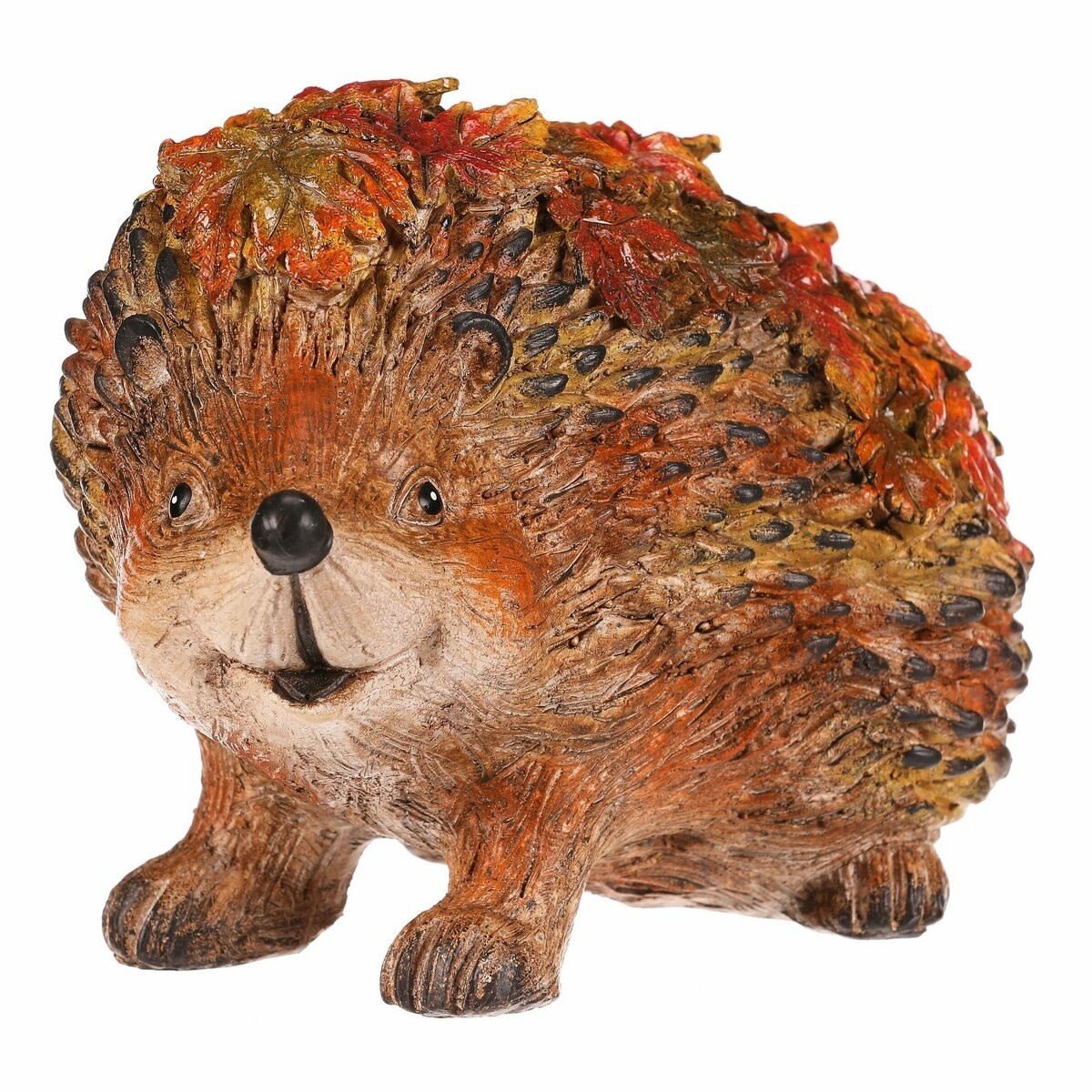 Jesenná dekorácia Ježko s lístkami, 22 x 13 x 15cm, polyresin