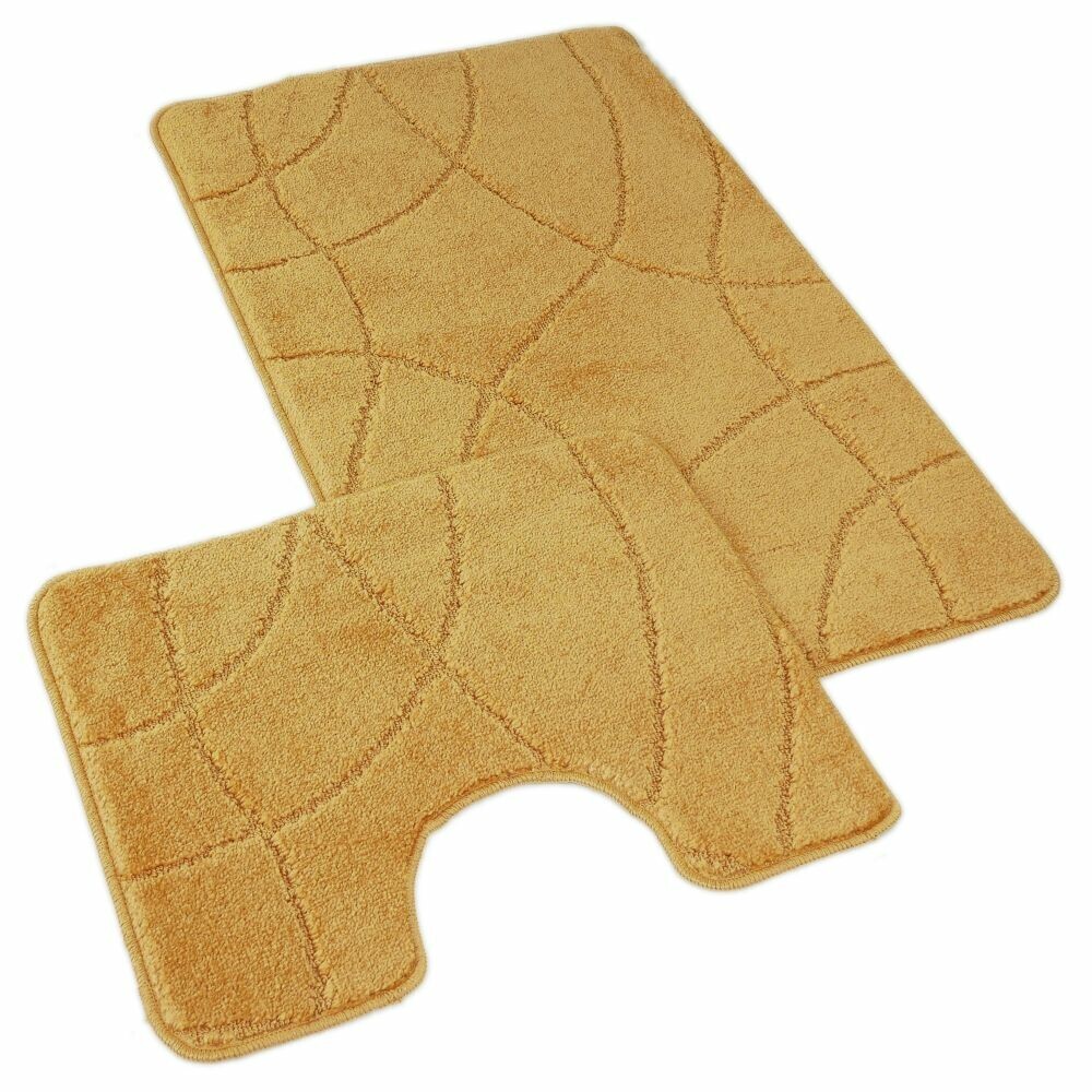 Kvalitex Súprava kúpeľňových predložiek Labyrint zlatá, 60 x 100 cm, 60 x 50 cm