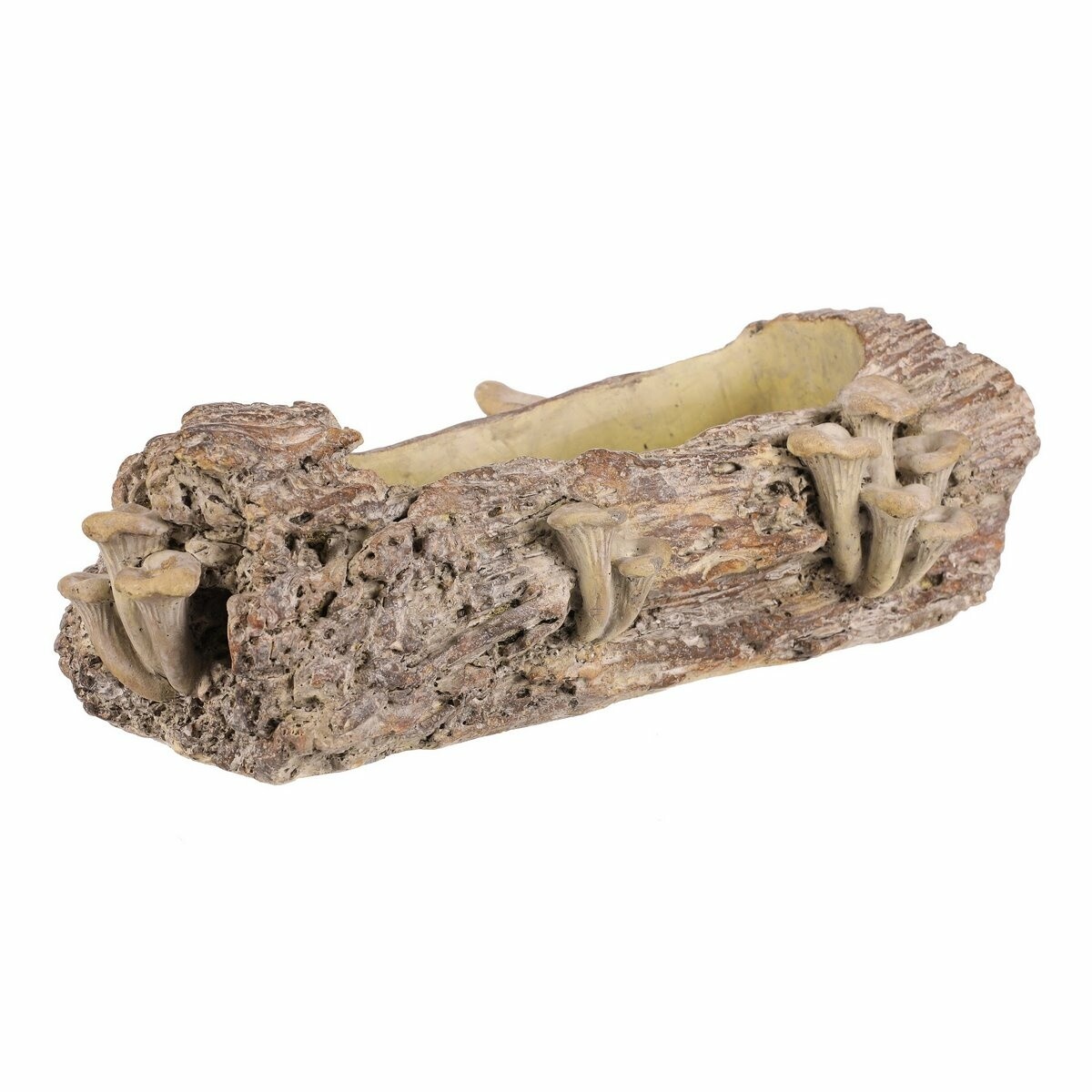 Betonový obal - truhlík, drevo s hubami, 41 x 19 x13 cm, hnedá