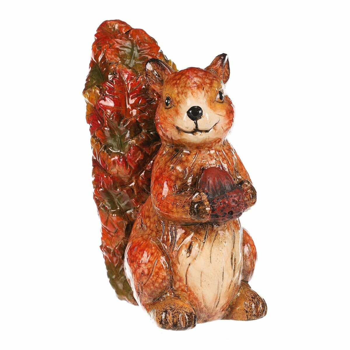 Jesenná dekorácia Veverička s orieškom, 12 x 7 x13 cm, keramika