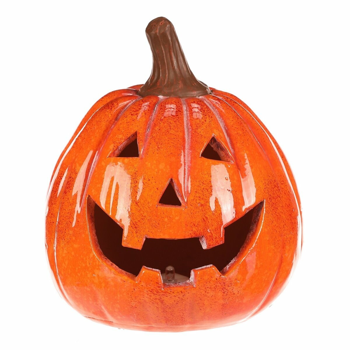 Jesenná LED dekorácia Tekvica s tvárou, 14 x 13 x16 cm, keramika