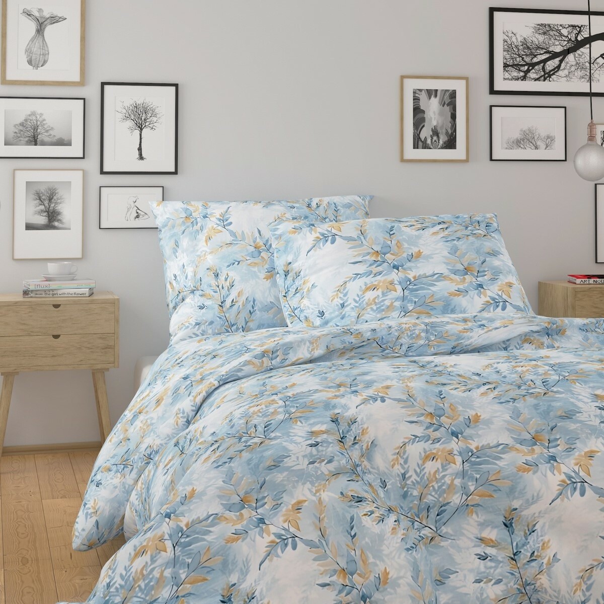 Kvalitex Bavlnené obliečky Nordic Yves modrá, 140x 200 cm, 70 x 90 cm, 140 x 200 cm, 70 x 90 cm