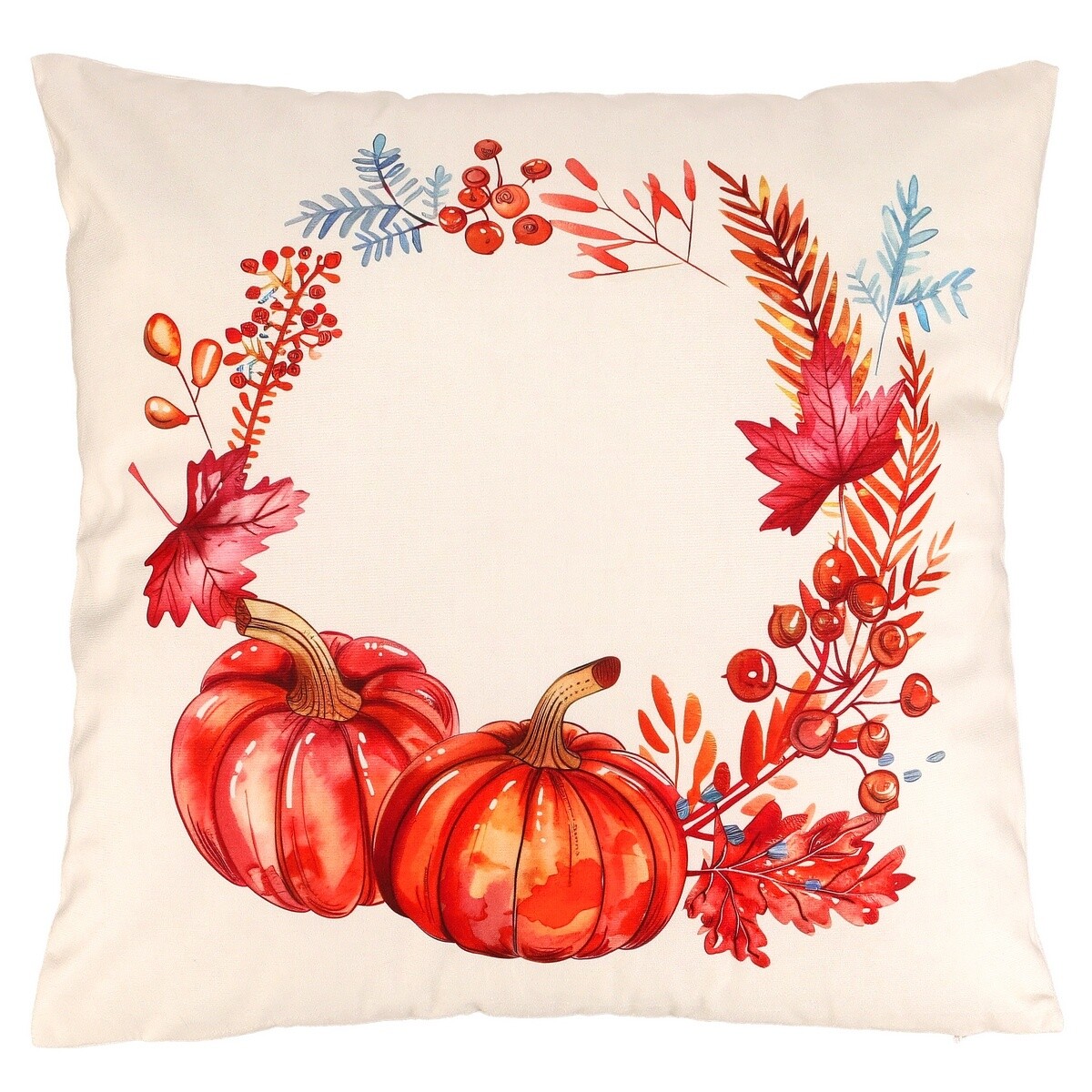 Vankúš s výplňou Tekvica a lístie zamatový, 45 x45 cm
