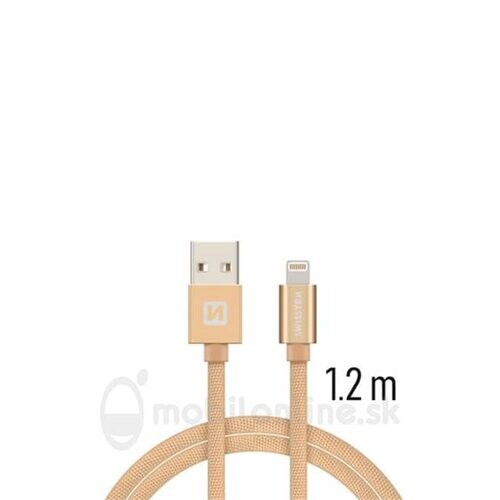 Lightning (8pin) kábel Swissten opletený, 1.2M - zlatý