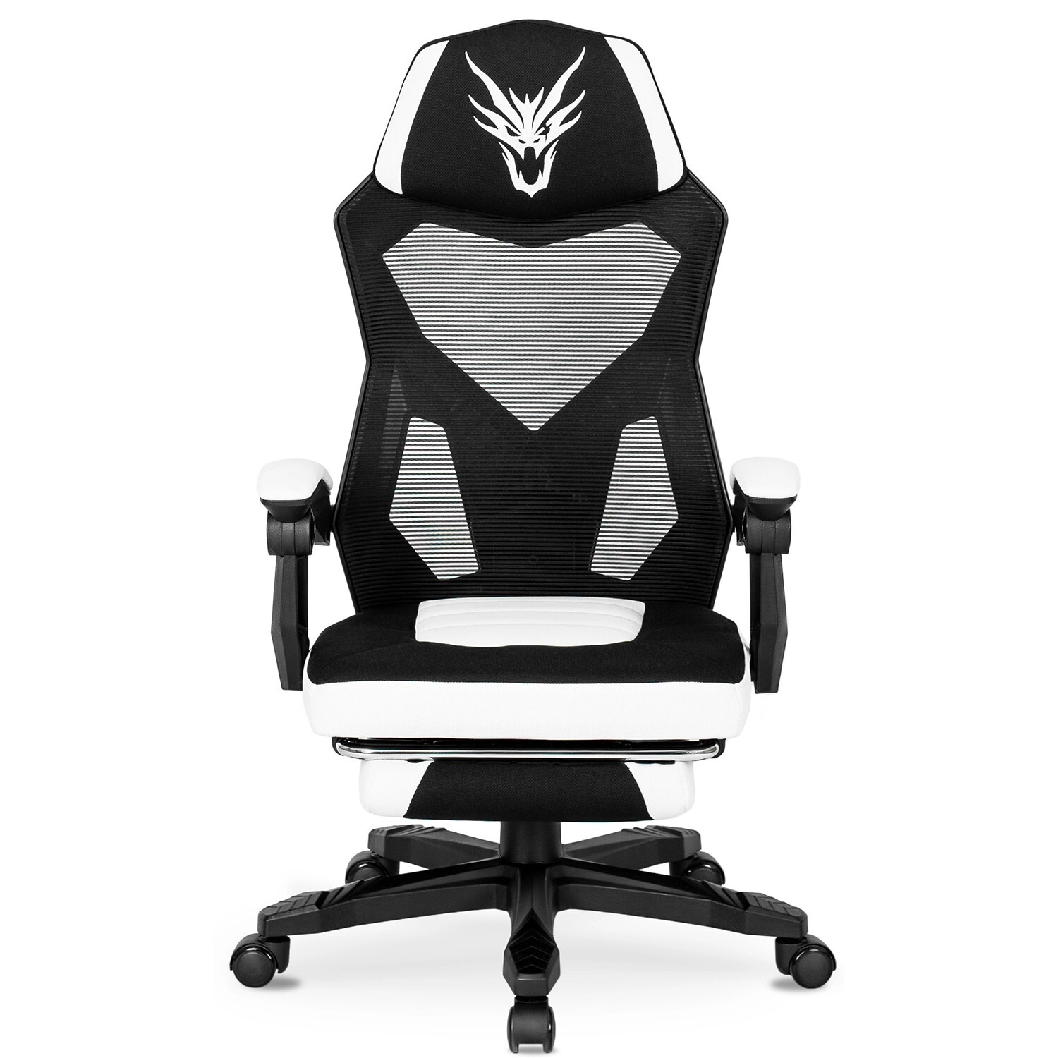 Herní židle Bing s podnožkou černá/bílá