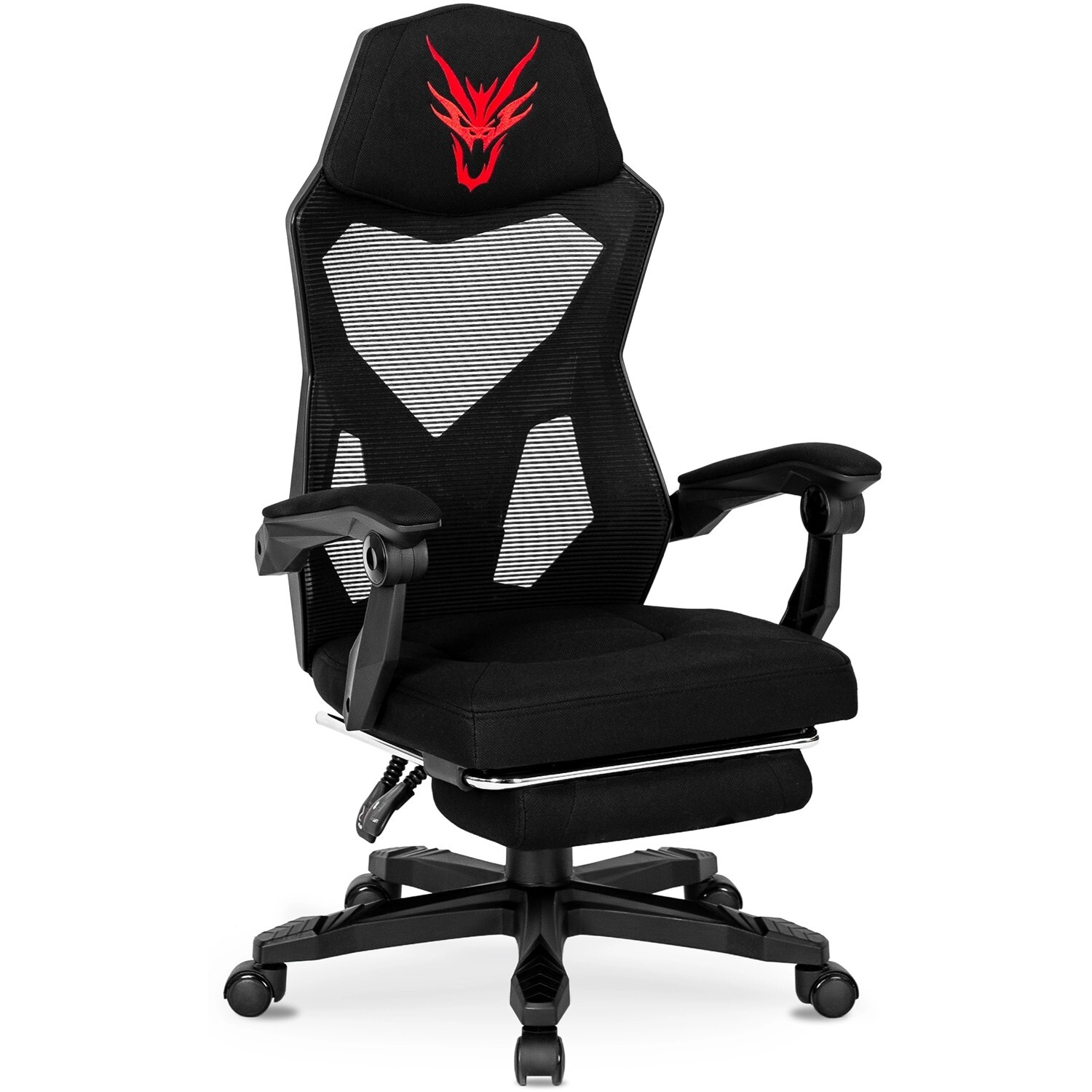 Herní židle Bing s podnožkou černá/červená