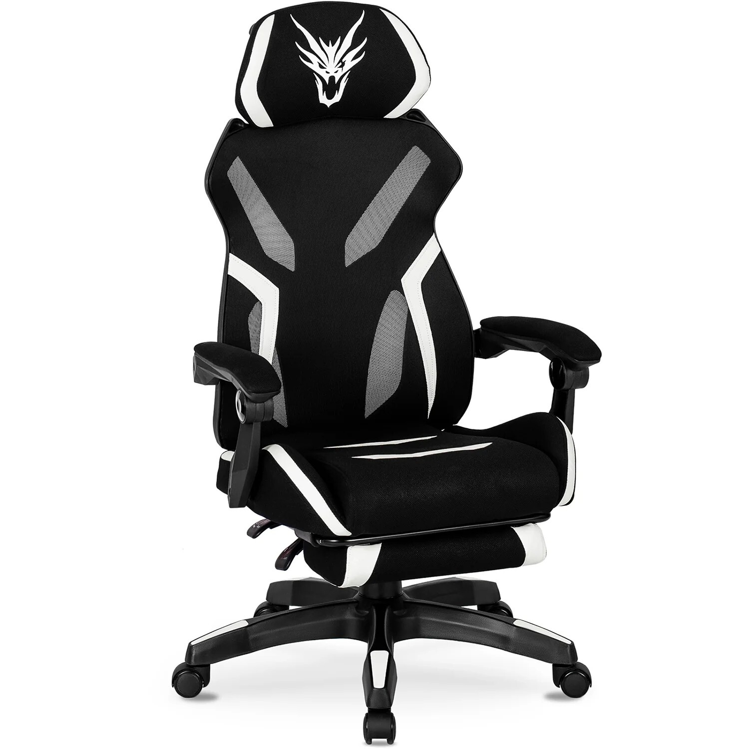 Herní židle Maximo s podnožkou černá/bílá