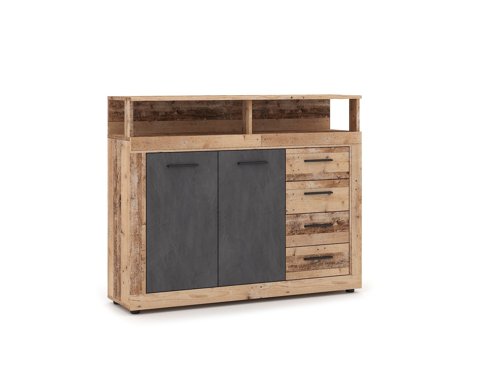 Komoda Luna 119 cm dub Matera světlý/šedá