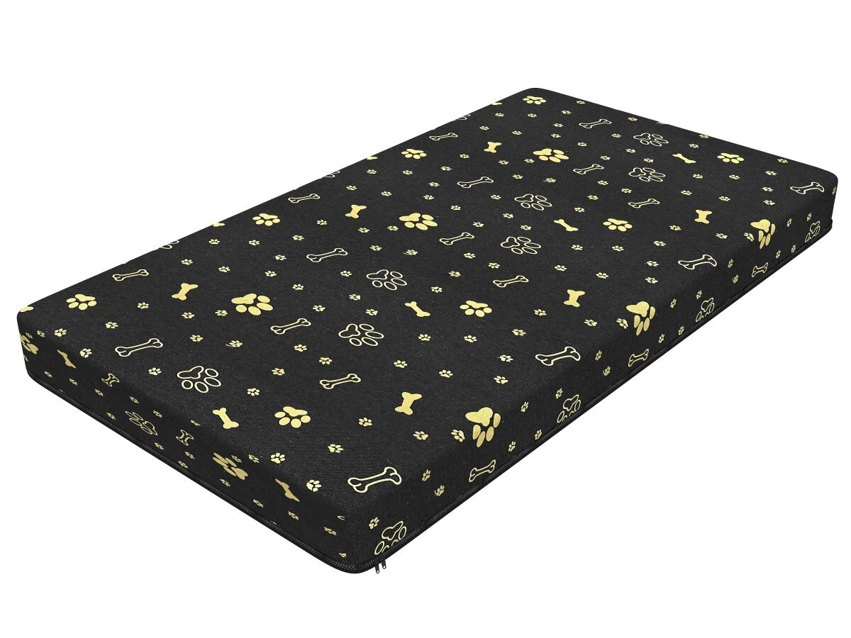 Matrace pro psy SLOOKE 80x52x4 cm černá/zlaté tlapky