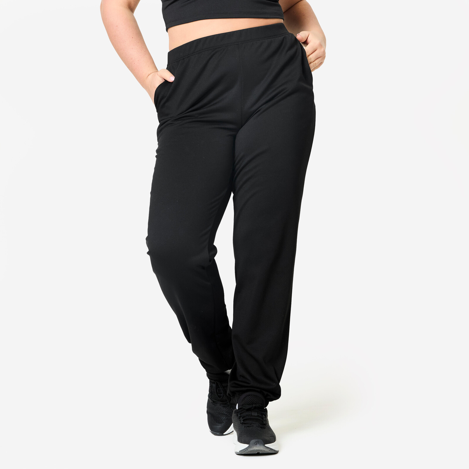 Dámske fitness tepláky hrejivé čierne
