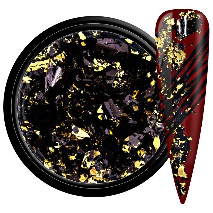 Zdobiace vločky - Foil Flakes Black Gold