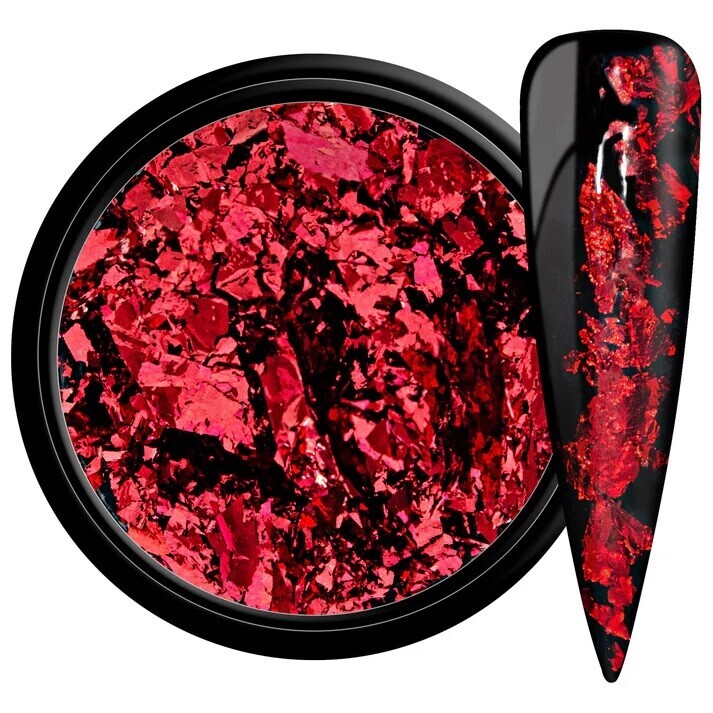 Zdobiace vločky - Foil Flakes Red