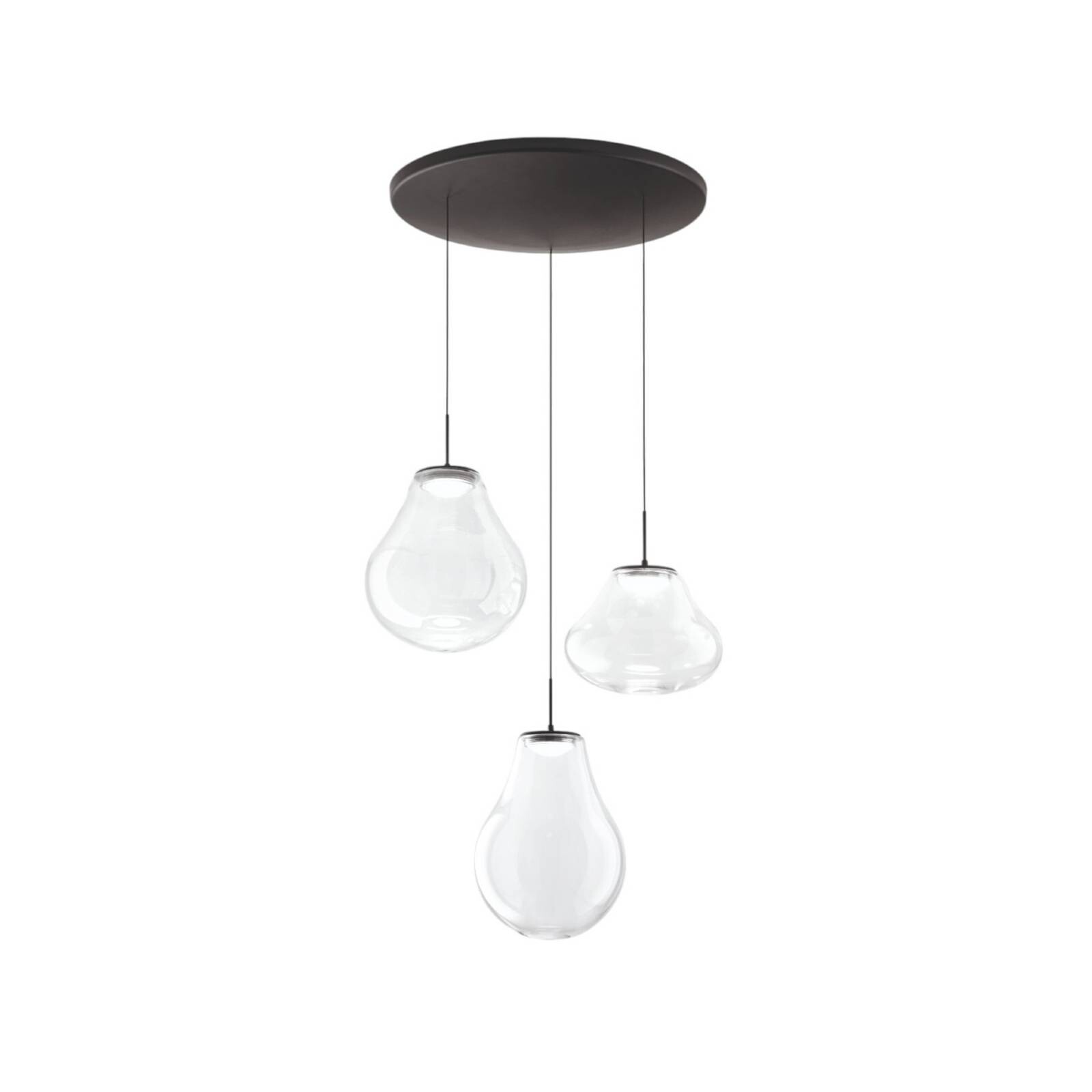 LED závesné svietidlo Deva, 3-pl., Ø 50 cm, číre, CCT, stmievateľné