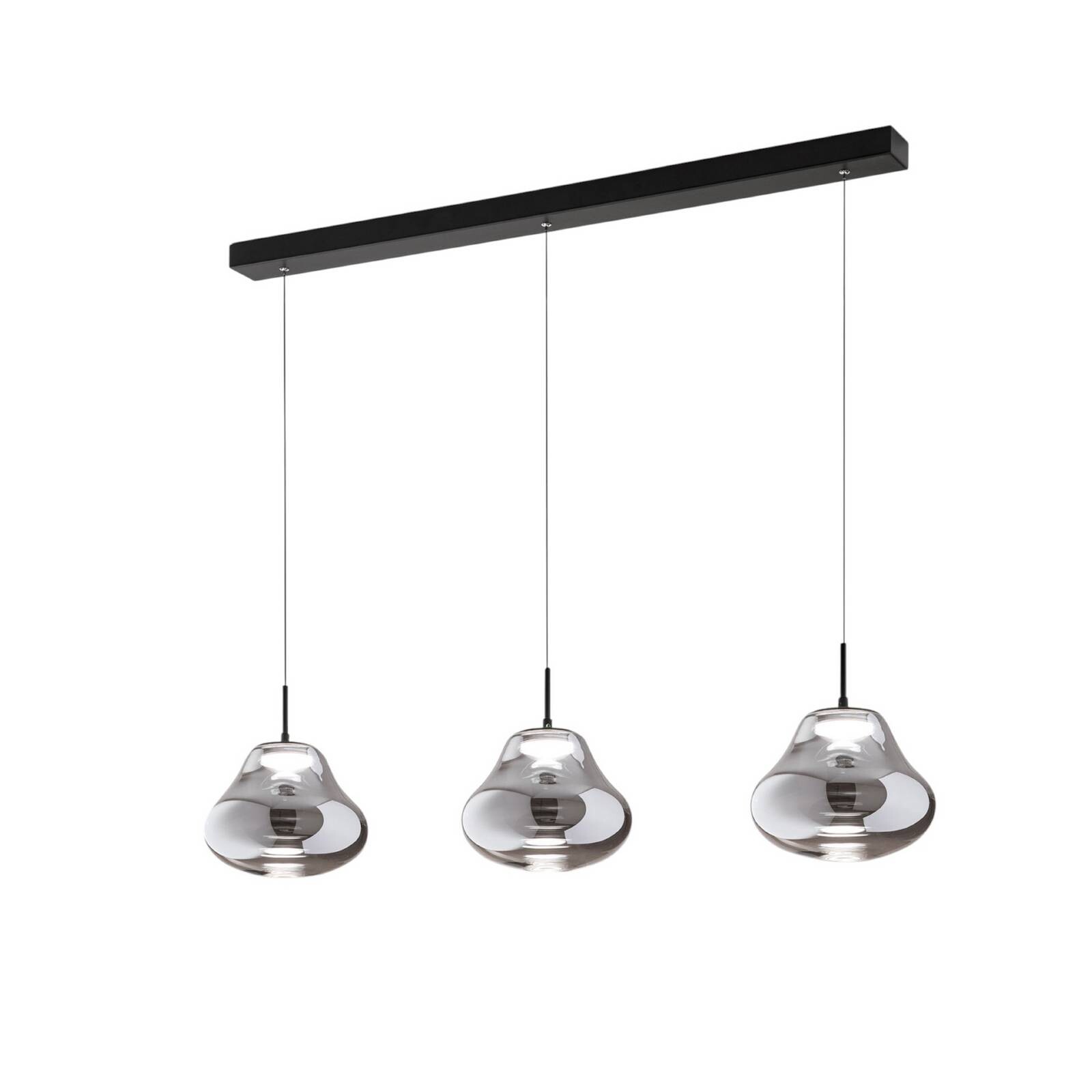 LED závesné svietidlo Deva, 3-pl., 115 cm, sivá, CCT, stmievateľné