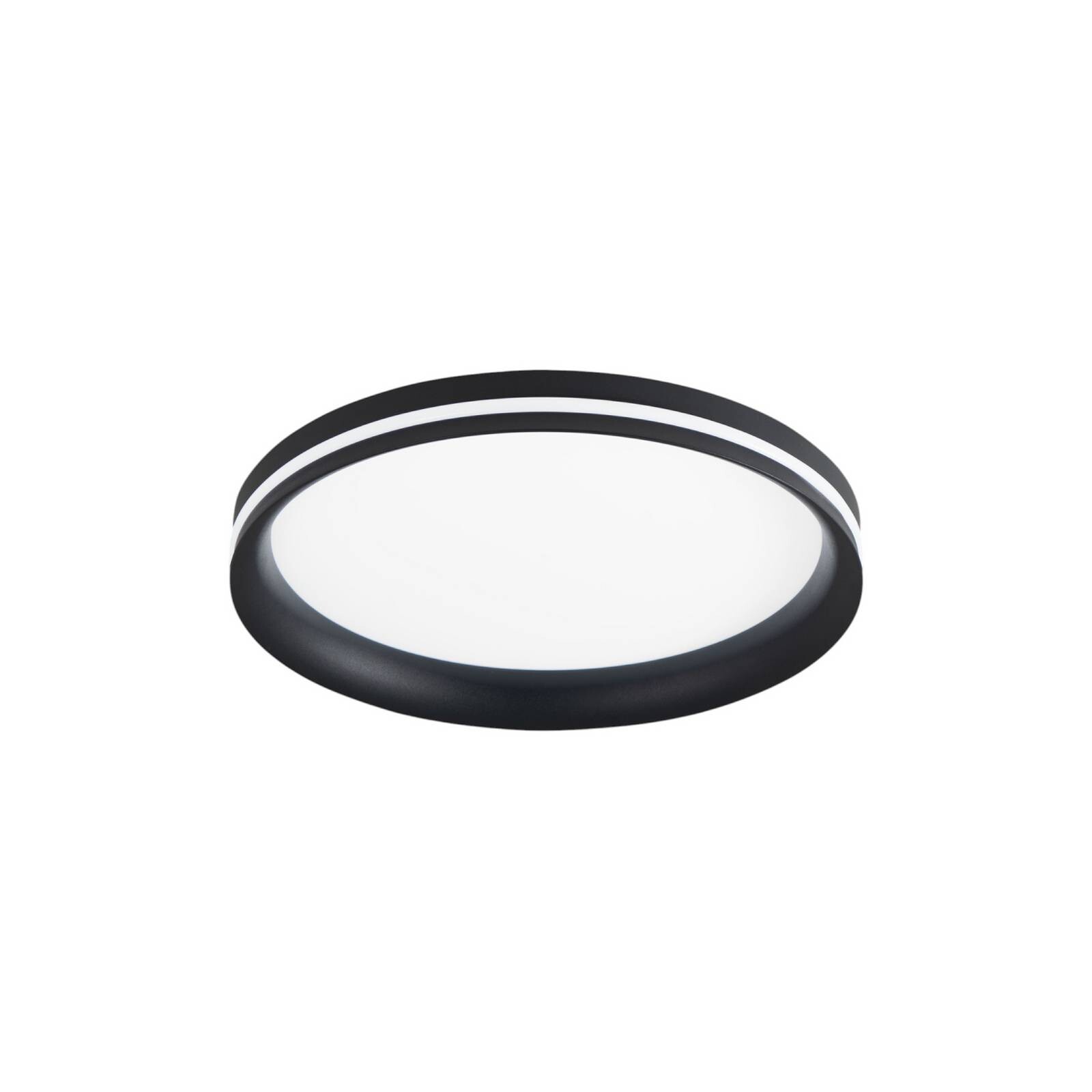 Stropné LED svetlo Isy, čierne, Ø 35 cm, kov, CCT, stmievateľné