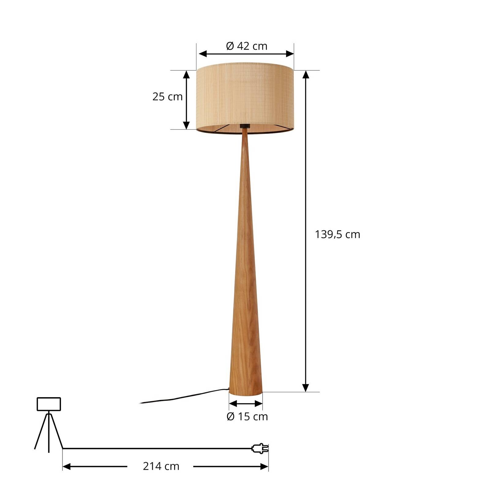 Lucande stojaca lampa Fabrena, prírodná farba, bambus, výška 138 cm