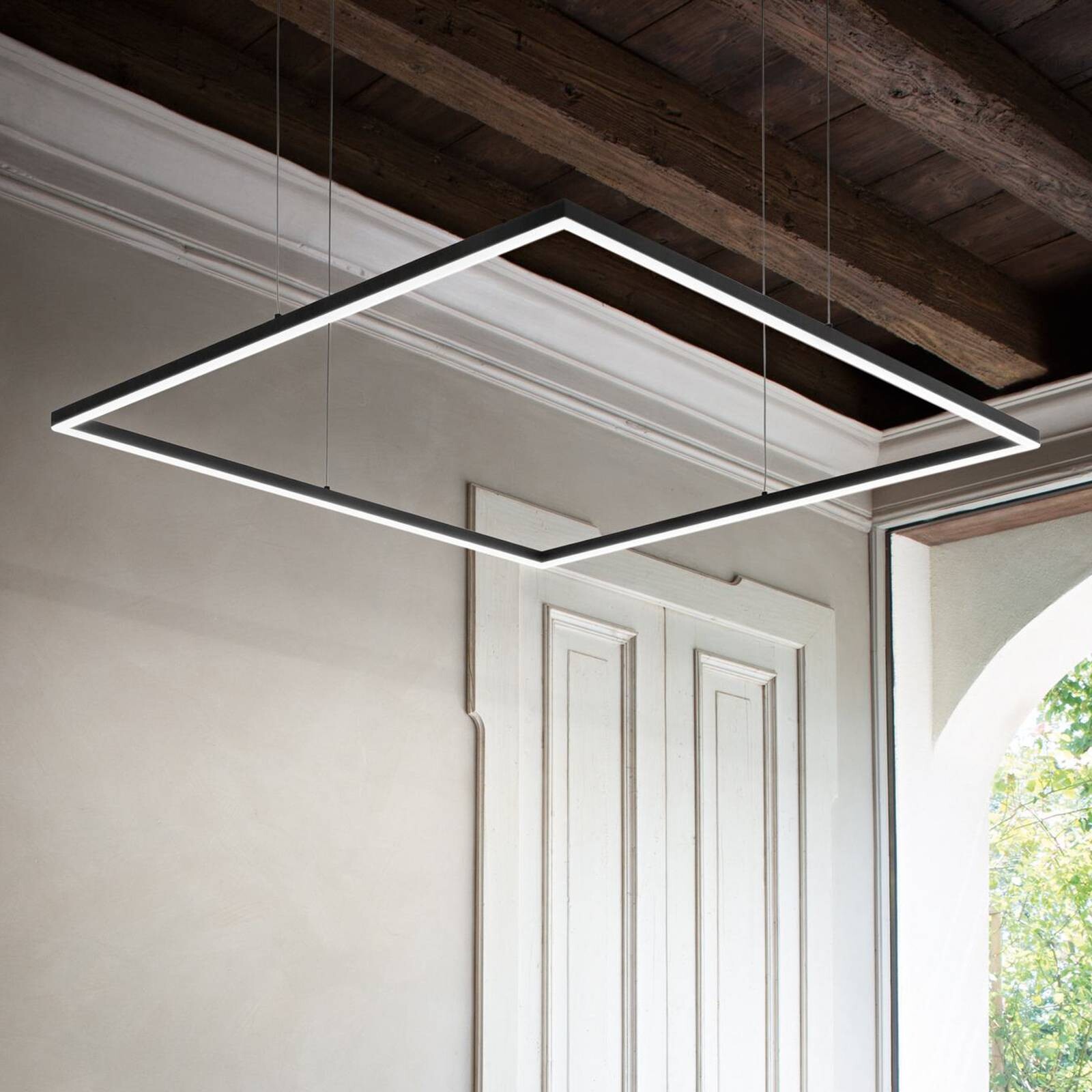 Ideal Lux LED závesné svietidlo Oracle Slim 90 x 90 cm čierne 3 000 K