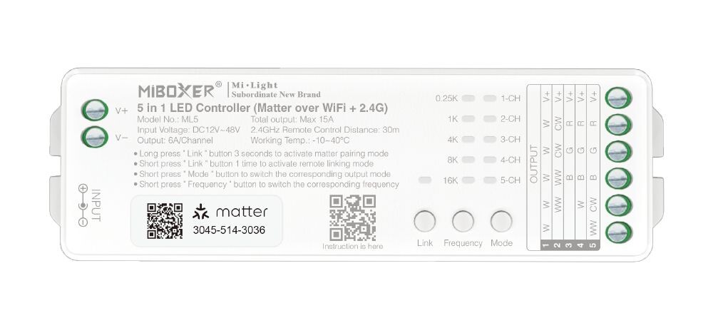 LED Solution Mi-Light MiBoxer WIFI+RF Matter Prijímač 5v1 pre LED pásiky ML5