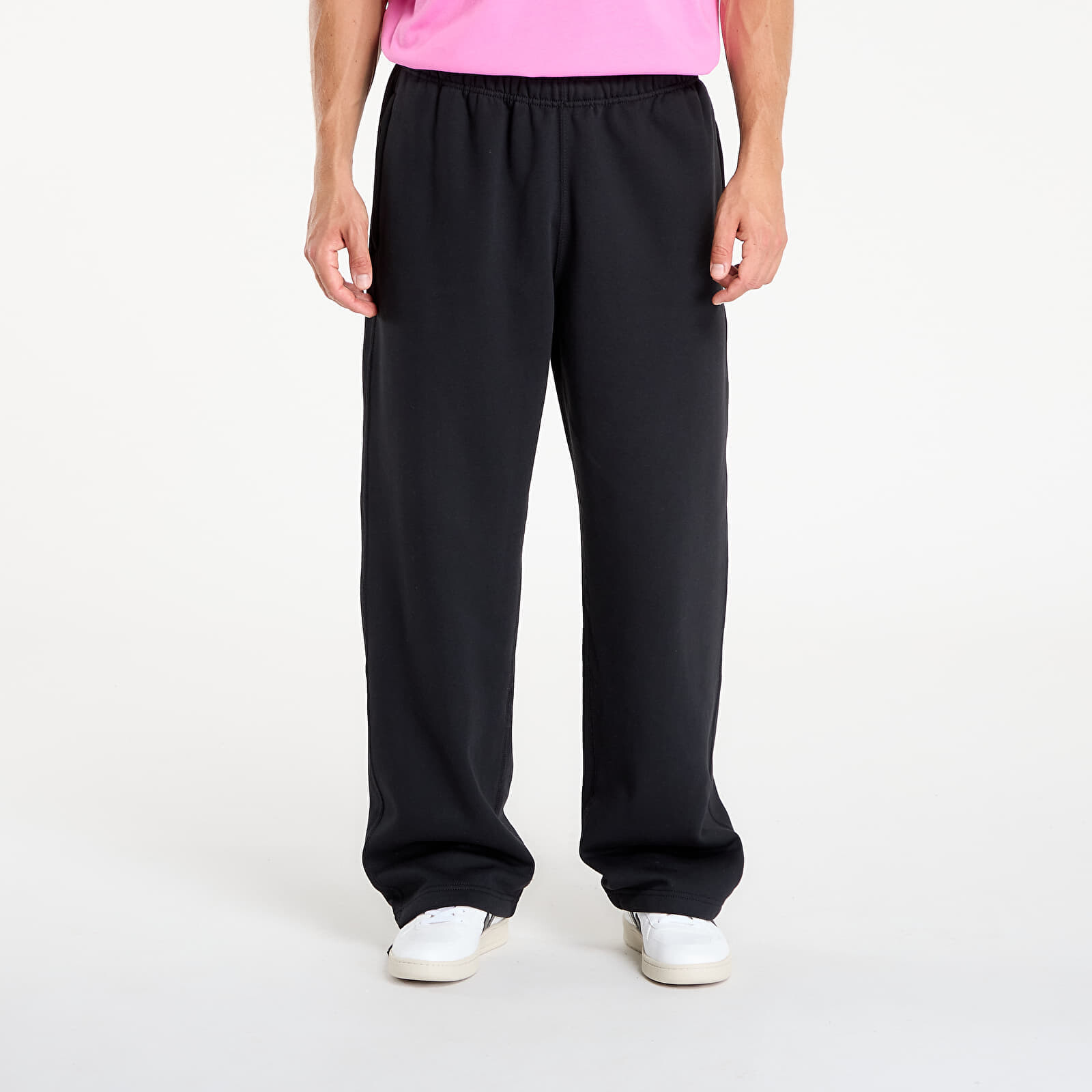 Kalhoty Nike Solo Swoosh Men's Fleece Open-Hem Pants Black/ Black/ White L