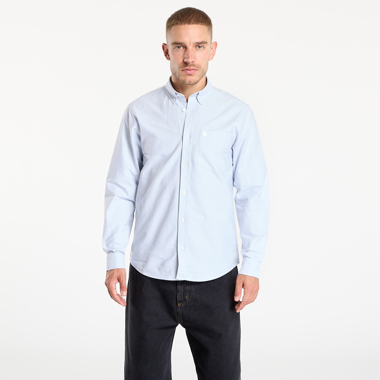 Košeľa Carhartt WIP L/S C-Logo Shirt Blue Fog/ White L