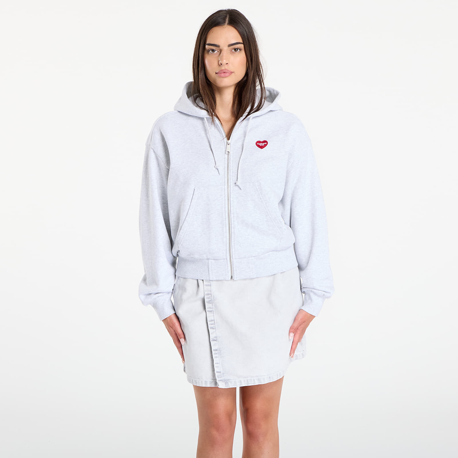 Mikina Carhartt WIP W' Hooded Heart II Hartt Jacke Ash Heather L