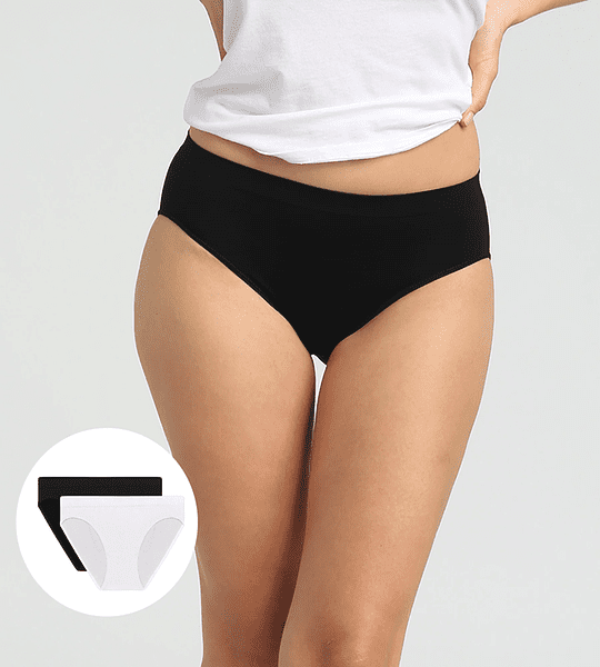 DIM SEAMLESS MAXI BRIEF 2x - Dámske bezšvové nohavičky 2 ks - čierna - biela