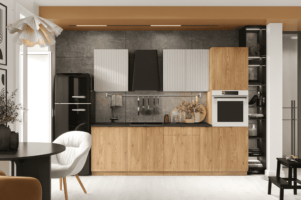 Artstolk Kuchynská linka SOFIA C | dub cremona/béžová 260 cm Prevedenie: s pracovnou doskou