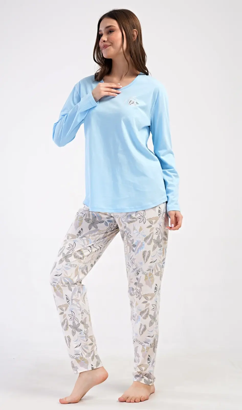 Dámske pyžamo capri Heart světle modrá 1XL