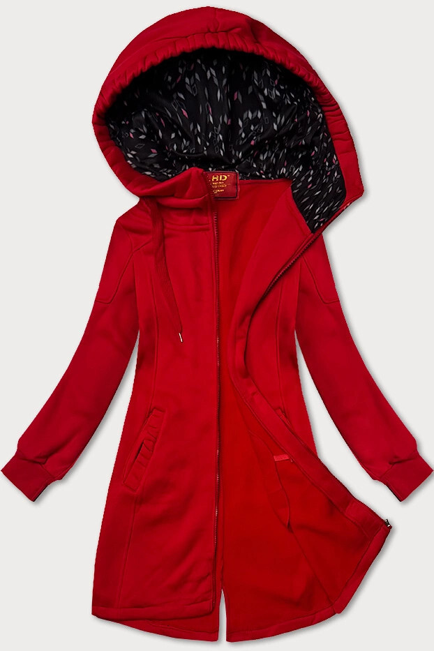 Červená dlhá dámska rozopínacia mikina s kapucňou LHD (AMG-693A) odstíny červené S (36)