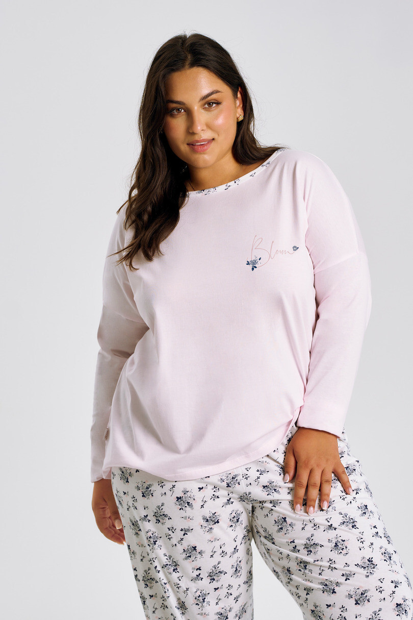 Taro Ella 3466 long/r 4XL-6XL Z25/26 dámske pyžamo Růžová 6XL