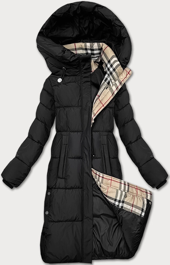 Čierna dámska zimná bunda s kapucňou Glakate (LU-238001B#) odstíny černé S (36)