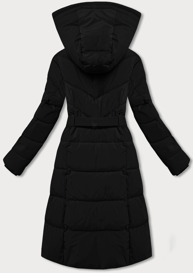 Zimowa kurtka damska z paskiem LHD czarna (LHD-24575) odstíny černé S (36)