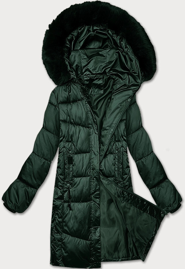 Tmavo zelená zimná prešívaná bunda s kapucňou S'west (B8267-10) odstíny zelené 46