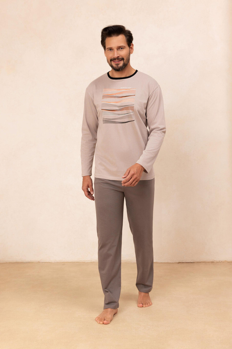 Regina 492 dlhé/r M-XL Z25/26 pánske pyžamo lehká melanž M