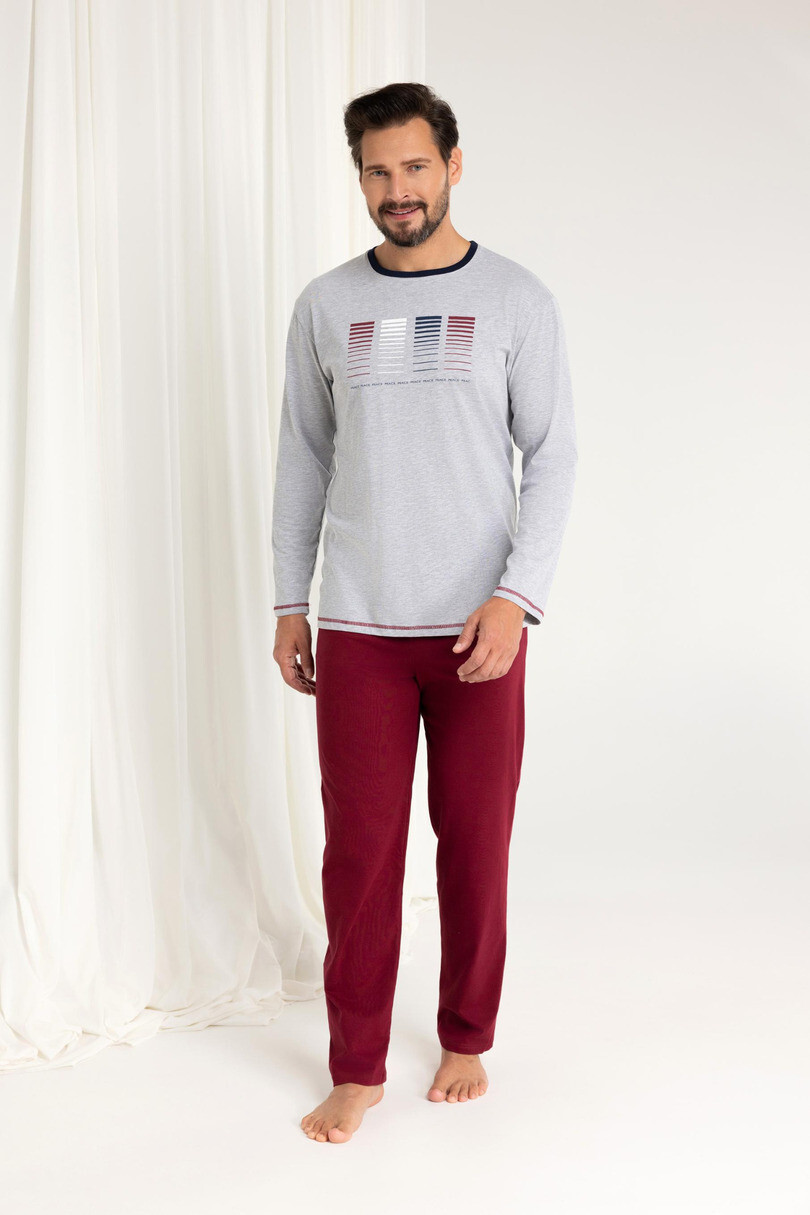 Regina 487 dĺžka/r M-XL Z25/26 pánske pyžamo lehká melanž M