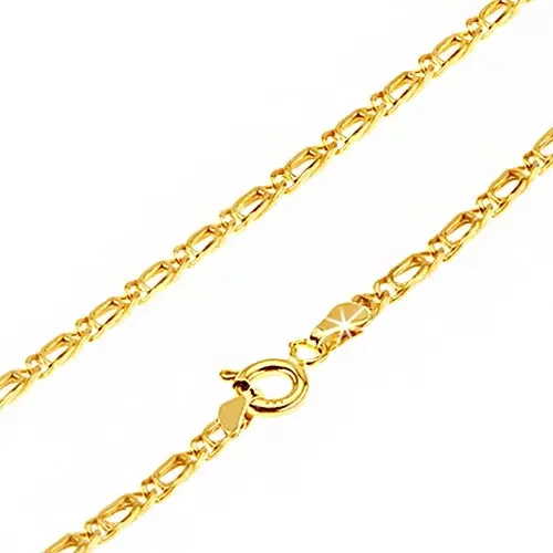 Retiazka v žltom 14K zlate - dve ohnuté prekrývajúce sa očká, 550 mm