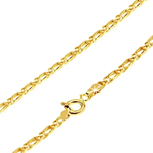 Retiazka zo žltého 14K zlata - dve ohnuté prekrývajúce sa očká, 450 mm