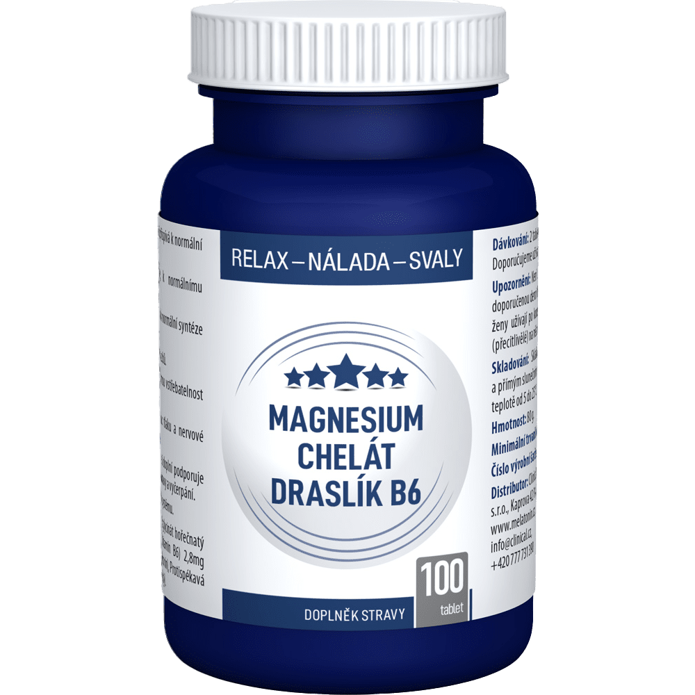 CLINICAL NUTRICOSMETICS Magnézium chelát, draslík, B6, 100 tabliet