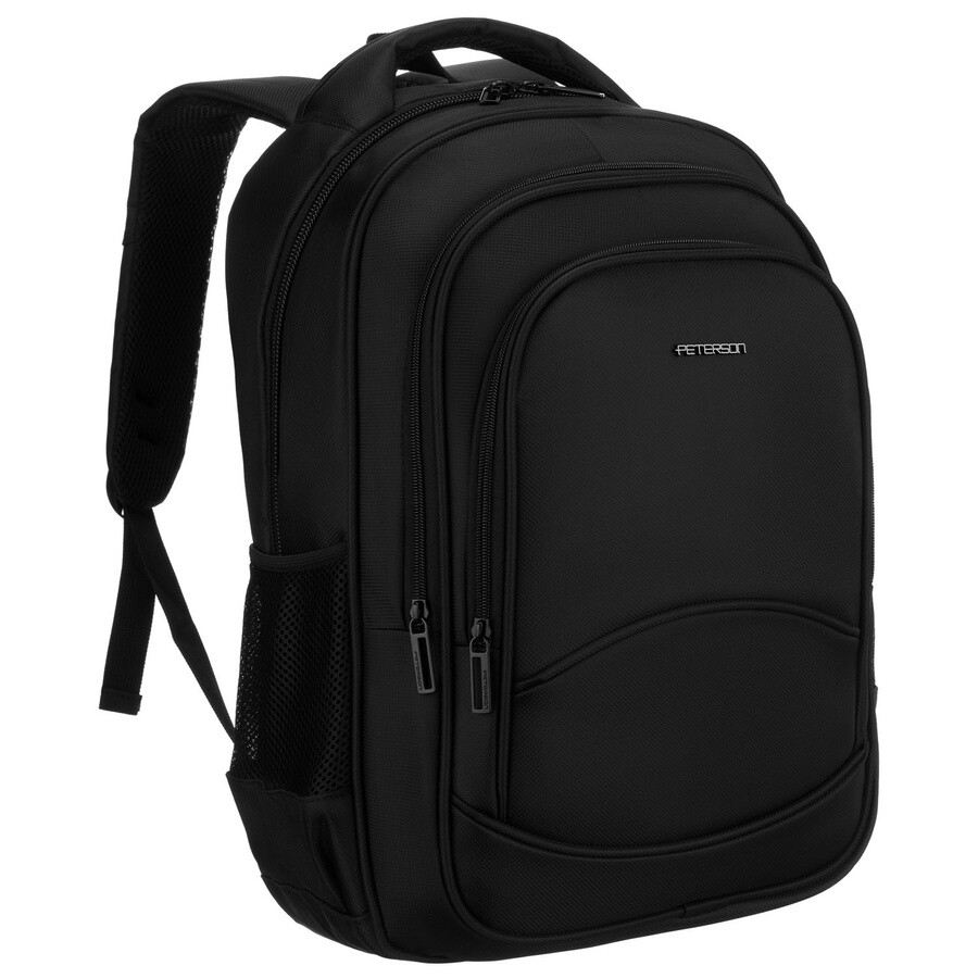Plecak szkolny z poliestru w czarnym kolorze z portem USB  - Peterson