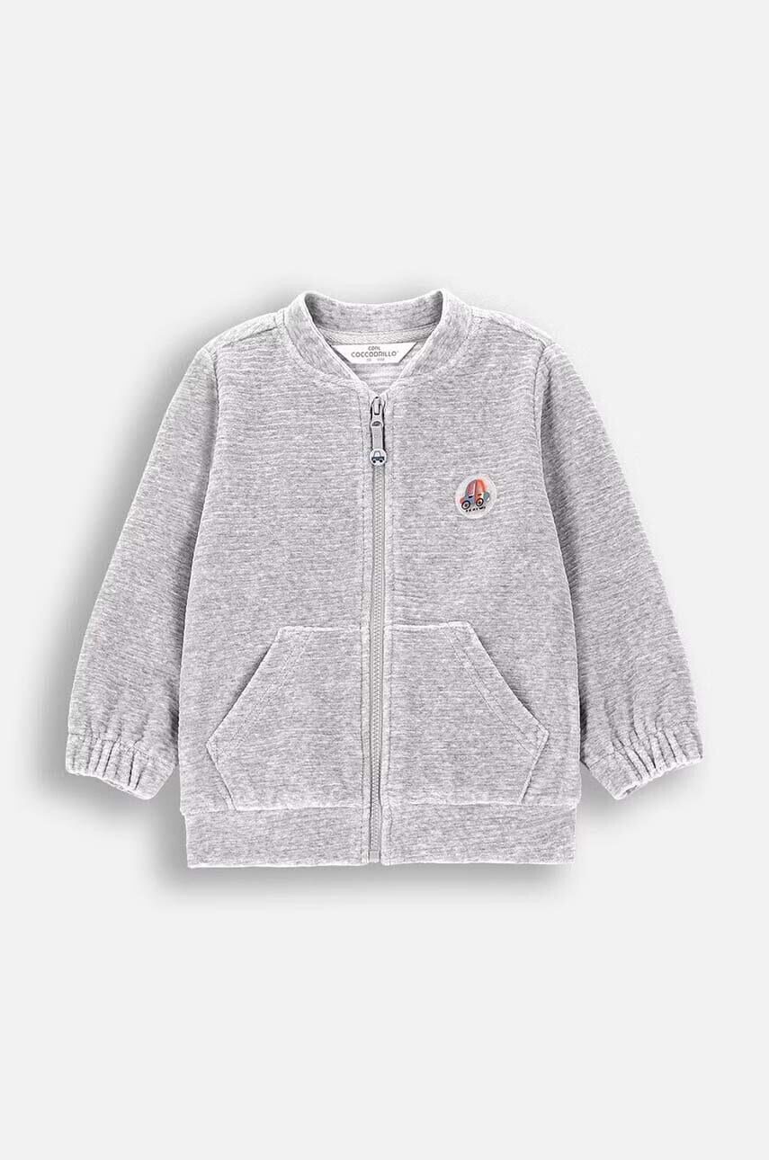 Mikina pre bábätká Coccodrillo šedá farba, jednofarebná, MY WAY BOY NEWBORN